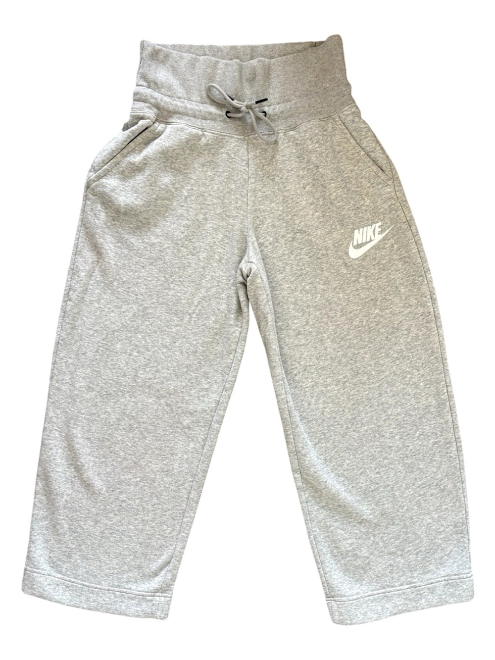 Nike Gray High-Waist Track Pants with Drawstring